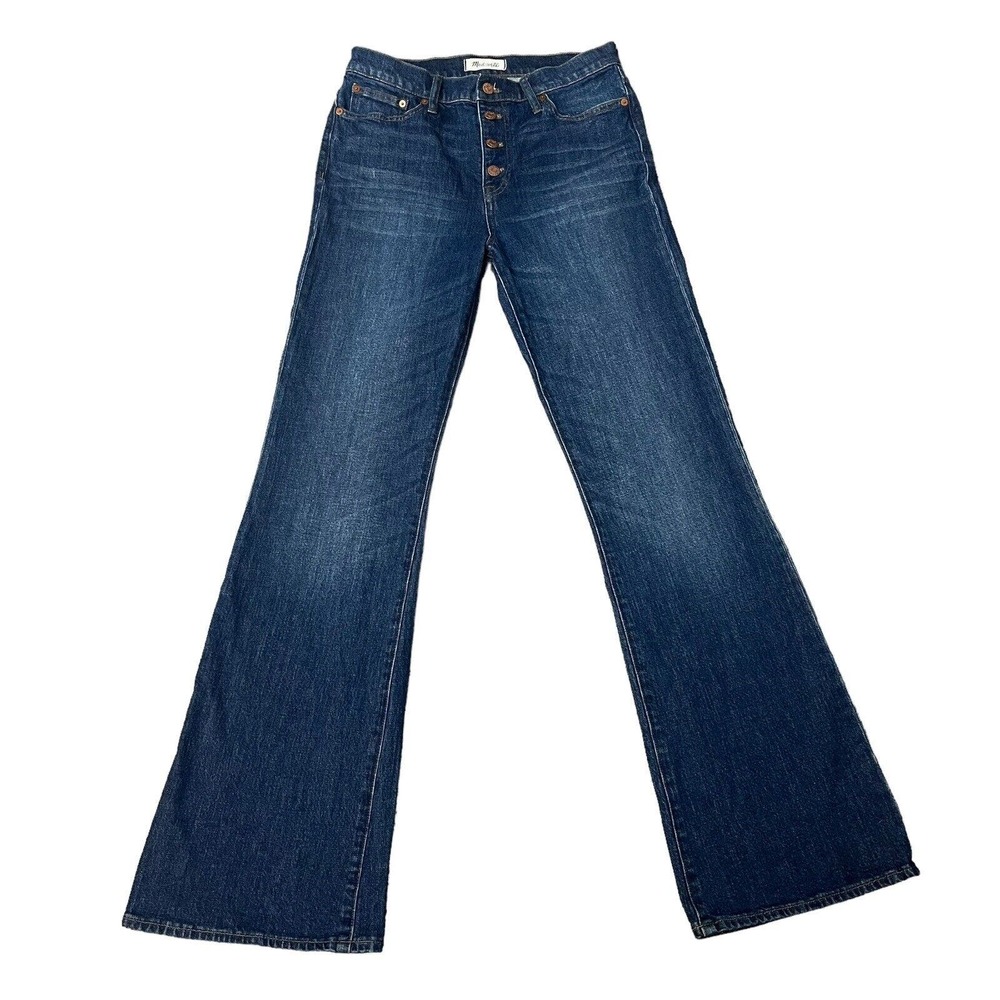 Madewell Flea Market Flare Jeans Dark Wash Button Fly Five Pocket